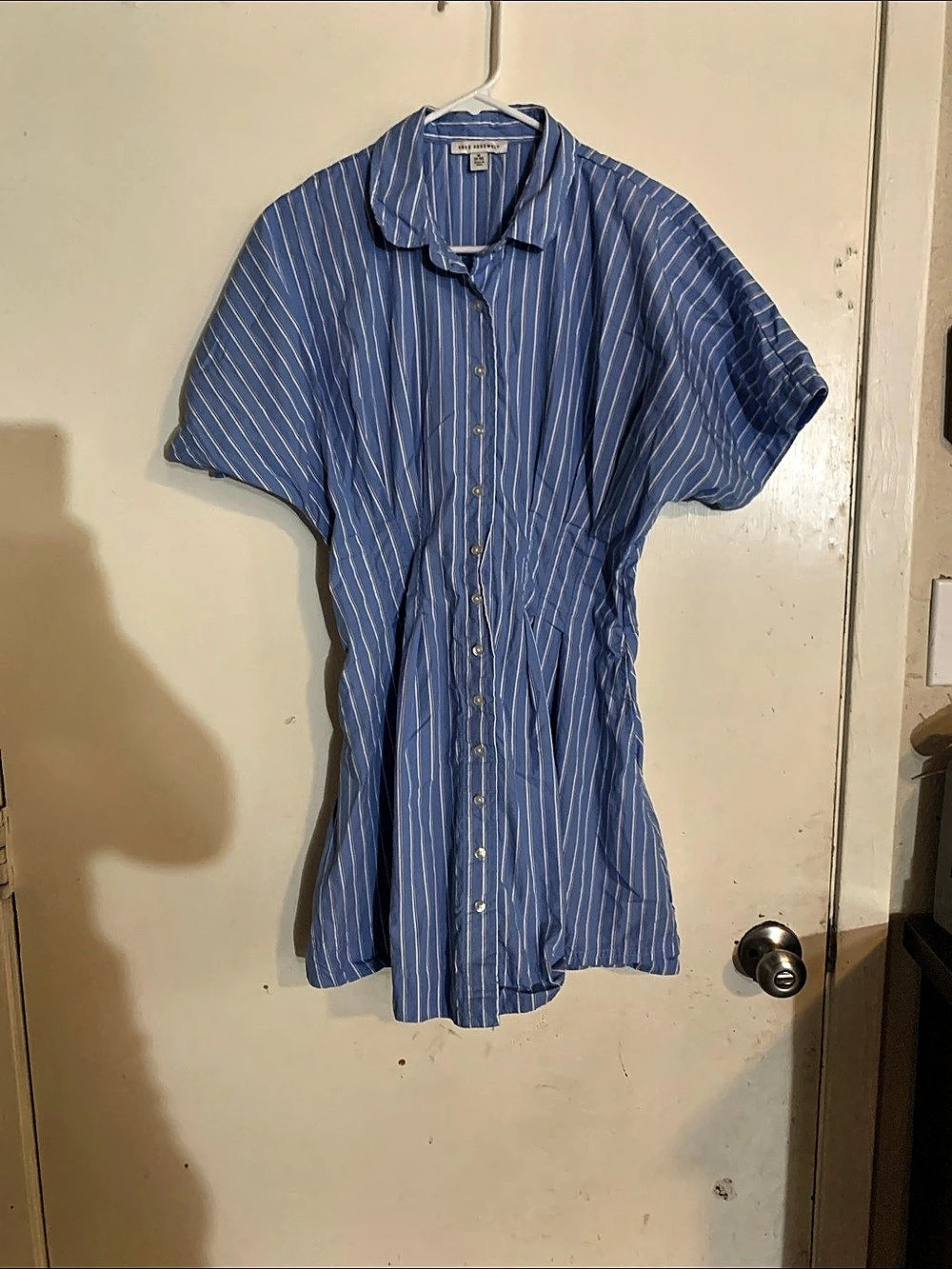 Free Assembly Striped Button Front Dress in Blue & White Size Medium